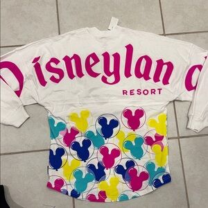 Disney Long Sleeve Tee - White with Pink, Blue, Yellow